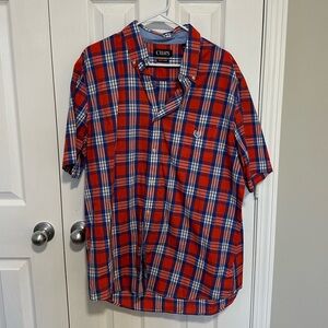 Chaps Men's Shirt in Red and Blue Check